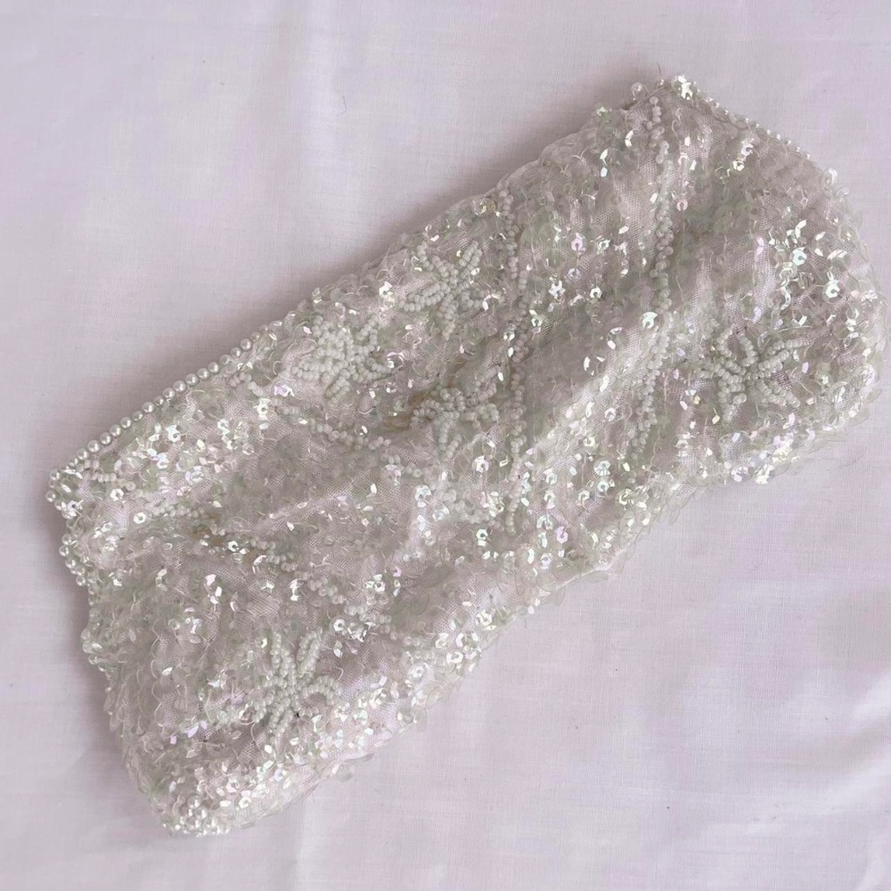 vintage sequin clutch zipper handbag